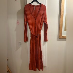 Anthropologie Terracotta Long Sleeve Knit Dress Size XL